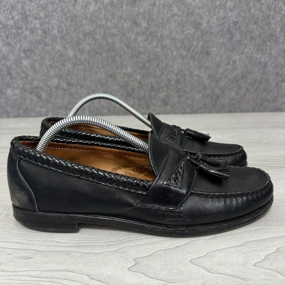 Allen Edmonds Maxfield Loafers Mens 10 Black Tassel‎ Woven Leather Dress Shoes
